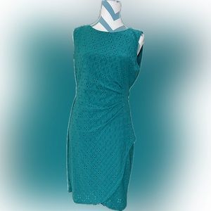 Connected Apparel Green Eyelet Sleeveless Dress size 10